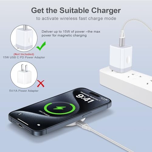 Samsung S23 Ultra 15 W Fast Wireless Charging Pad – Versatile Mag Safe Stand for Galaxy S23/S22/S21/S24/A35, i Phone 15/14/13 Pro Max, Google Pixel 8 a/8 Pro/7/6/5/4 – Sleek Design with Enhanced Safety Features for Efficient Power Management