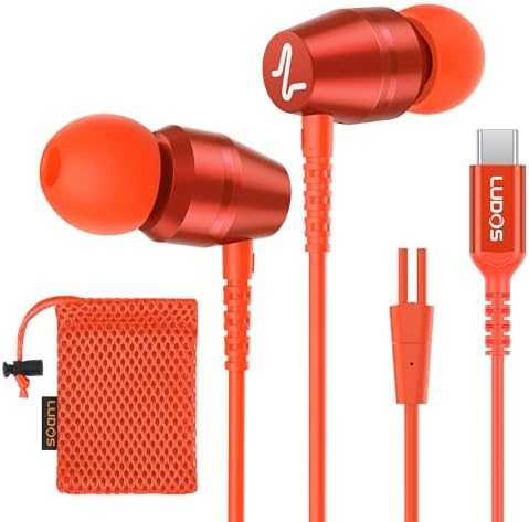 LUDOS OMNITONE USB-C Earbuds – Rich Sound Quality & Comfortable Fit for i Phone 16 & Samsung Galaxy S24 – Noise-Canceling Technology, Ergonomic Design, 5-Year Warranty – Turquoise – Perfect for Music, Gaming, and Calls with Quick USB-C Connectivity and Wide Device Compatibility