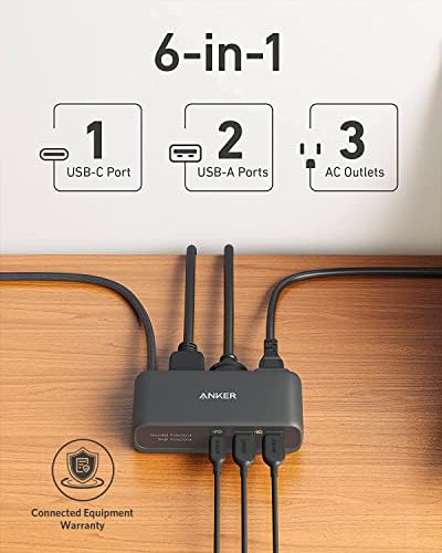 Anker 521 Power Strip Charging Station – 3 AC Outlets & 30 W USB-C Charger for Fast, Efficient Power Delivery | Ideal for Home, Office, Dorm, and Travel | Versatile 5 ft Extension Cord for Enhanced Flexibility | Compatible with i Phone 16/15 and More Devices