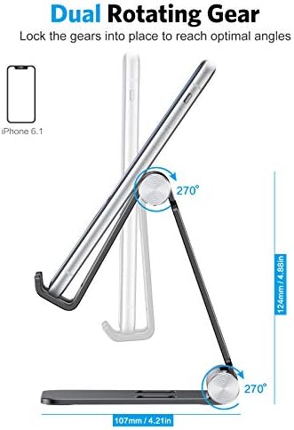 OMOTON Foldable Cell Phone Stand, C4 Portable Aluminum Phone Holder, Adjustable Phone Dock Cradle Compatible with iPhone 16/15/14 Pro Max, Samsung Galaxy, Small Tablets and Other Phones, Grey – Enhanced Compatibility and Speed