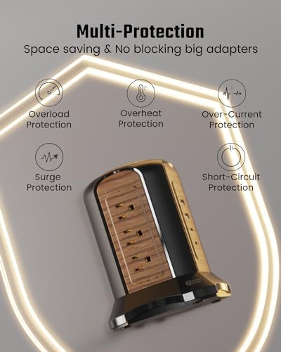 Maximize Your Charging Efficiency with the SUPERDANNY Power Strip Tower Surge Protector – 9 Outlets & 4 USB Ports, 10 Ft Extension Cord, 1080 Joules Surge Protection, Grounded Safety Design for Home and Office Use – Stylish Black Desktop Charging Station for Clutter-Free Solutions
