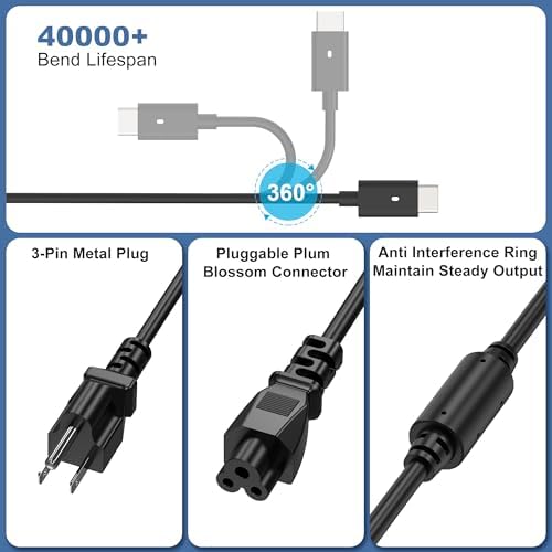 90 W USB-C Power Adapter for Dell Laptops – Ultra-Fast Charging, Slim & Travel-Friendly Design, Compatible with XPS, Latitude, Chromebook & Precision Models – Advanced Safety Mechanisms for Reliable Power On-the-Go