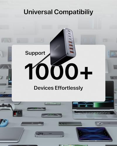 Ultimate 140 W USB-C 8-Port Fast Charging Station – Portable Ga N Power Adapter for Mac Book Pro/Air, i Phone 15/Pro, Galaxy & More – Compact Travel Charger with 65 W Laptop Support for Effortless Device Management and Efficiency