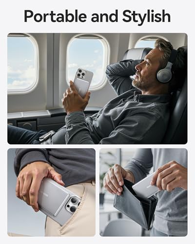 Ultra Slim 5000 m Ah Magnetic Power Bank for i Phone 16, 15, 14, 13, 12 – Qi2 Certified Portable Charger with 20 W PD Fast Charging & 15 W Wireless Capability – Lightweight Design for Effortless On-the-Go Charging – Advanced Safety Features for Device Protection