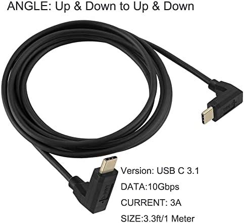2 Feet 10 Gbps USB 3.1 Type C Cable – Versatile Male to Male Design with Angled Connectors for 4 K@60 Hz Monitors, Fast Data Transfer & Charging Capability, Durable High-Speed AV Connection for Home Office & Entertainment Setup