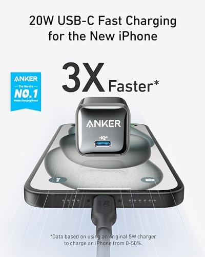 Anker 20 W USB-C Charger Block – Ultra-Compact Fast Charging Solution with Power IQ 3.0 for i Phone 16/15, Galaxy, Pixel 4/3, and i Pad – Versatile, Reliable, and Travel-Friendly Power Adapter for Rapid Device Charging (Cable Not Included)