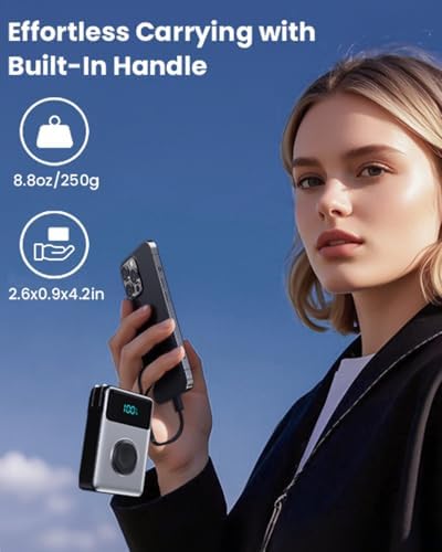 Versatile 4-in-1 Travel Charger with Integrated Wall Plug & USB-C Cables – 10800 m Ah Power Bank Featuring Magnetic Apple Watch Charging, QC4.0 & PD 25 W Fast Charging – Compact Solution for i Phone 16/15, Android Devices & More – Enhanced Portability & Smart Safety Features for On-the-Go Power