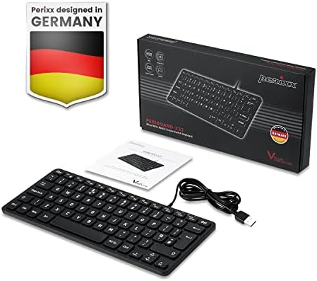 Perixx PERIBOARD-332 Compact Mini USB Keyboard – Sleek White Backlit QWERTY Spanish Layout with Silent X-Type Scissor Keys for Enhanced Typing Comfort – Perfect for Limited Desk Spaces and Effortless Plug-and-Play Setup
