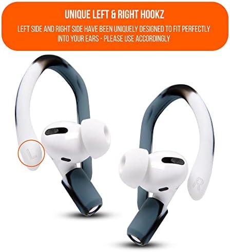 Patented WC Hook Z – Upgraded Over-Ear Hooks for Air Pods Pro 1, 2 & Air Pods 1, 2, 3 | Secure Fit Earbud Accessories with Unique Left & Right Design | Two Size Pairs Included | Winter White | Premium Quality by Wicked Cushions for Maximum Comfort and Stability