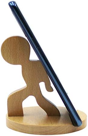 Whimsical Dog-Themed Wooden Phone Stand – Charming Desk Accessory for Mobile Devices, Perfect Gift for Pet Enthusiasts, Stylish and Functional Home Office Decor with Stable Anti-Slip Base for Enhanced Productivity and Optimal Viewing Experience