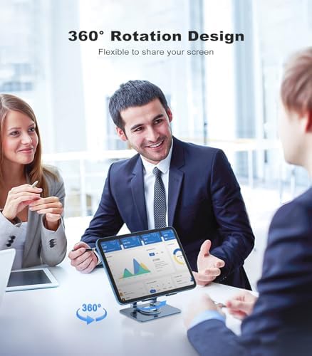 Revolutionary 360-Degree Swivel Tablet Stand – Adjustable, Multi-Functional Holder for i Pad Pro, Air, Mini & More (Sleek Silver) – Experience Unmatched Versatility and Stability for Streaming, Drawing, and Browsing