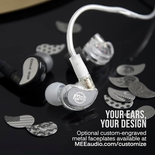 MEE audio M6 PRO In-Ear Monitor Headphones – 2 nd Gen Model with Superior Sound Quality, Customizable Fit Memory Wire Earhooks, and Durable Replaceable Cables for Professional Musicians – Noise Isolation Earbuds with Dual Cord Options (Black) – Perfect for Live Performances and Studio Recording
