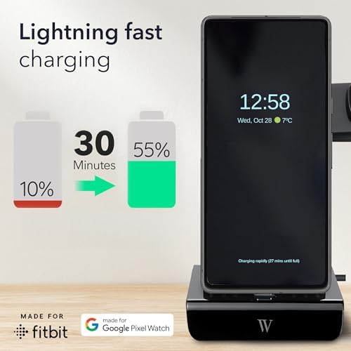 Wasserstein 3-in-1 USB-C Charging Hub for Google Pixel Devices and Fitbit: Ultimate Rapid Charging Station for Pixel Watch and Fitbit Versa 3/4 – Streamlined, Durable, and Travel-Friendly Power Solution for Home or Office Efficiency