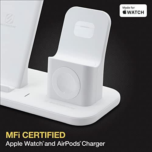Transform Your Device Charging with Scosche CSQ3 N1-SP 3-in-1 Qi-Certified Wireless Charging Dock – Rapid Power for Smartphones, Apple Watch & Earbuds, Sleek Compact Design Ideal for Home or Office Use, Enhanced Compatibility & Cordless Convenience