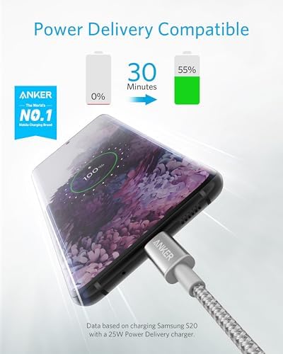 Anker 6 FT USB C to USB C Charging Cable Pack – 60 W Fast Charge for i Phone 16 Series & i Pad Mini 6 – Durable Nylon Braided Design, Enhanced Compatibility & Flexibility for All USB-C Devices (5 Pack)
