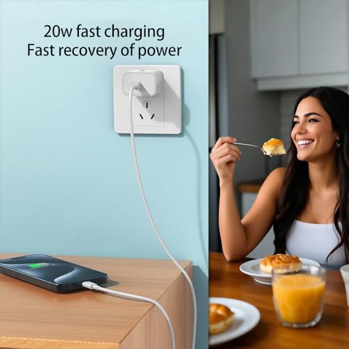 20 W Fast Charging USB C Charger for Apple Devices – Dual Pack with 10 ft Cables for i Phone 15, i Pad & Air Pods – Ultimate Charging Solution for Mobility and Efficiency