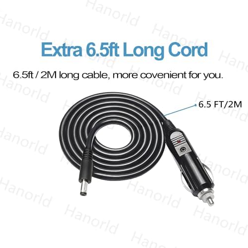 Sin Keu Portable Power Station Car Charger Replacement – 18 AWG Adapter Cord for Enhanced Charging Speed and Compatibility with 55 Wh to 260 Wh Models – Reliable, Lightweight, and Safe Power Solution for Outdoor Adventures and Emergencies