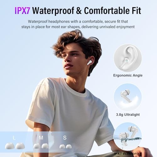 Thunelec Star Sand Purple Wireless Earbuds – Premium Bluetooth 5.4 Headphones with 48-Hour Battery, Advanced ANC/ENC Noise Cancellation, IPX7 Waterproof Protection, Touch Control, and Customizable EQ Modes for Ultimate Sound Experience in Any Environment