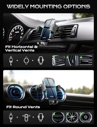 CHGeek 15 W Wireless Car Charger & Auto-Clamping Phone Holder – Fast Charging Air Vent Mount for i Phone 16/15/14/13/12 & Samsung S24/S23/S22 – Secure, Stylish, and Universal Compatibility for Safer Driving
