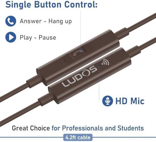 LUDOS Clamor Wired Earbuds – Premium Noise-Isolating In-Ear Headphones with Memory Foam Tips, Built-in Microphone, 5-Year Warranty – Perfect for i Phone and Samsung Users, Ideal for Students and Small Ears in Stylish Pink – Ultimate Sound Quality and Comfort for Everyday Use