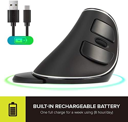 De LUX RGB Wired Ergonomic Vertical Mouse for Large Hands – 4000 DPI Precision Tracking, 6 Customizable Buttons, and Detachable Wrist Rest for Ultimate Comfort and Carpal Tunnel Relief – Perfect for Prolonged Use and Gaming Performance