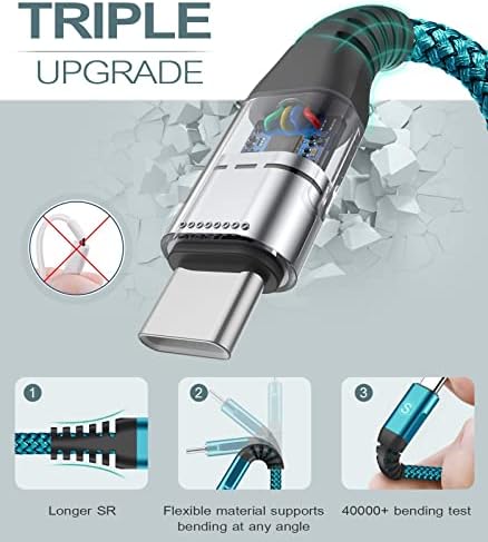 MAXGROUP USB Type C Charger Cable Trio | Durable Nylon Braided Charging Cords (10 ft, 6.6 ft, 3.3 ft) for i Phone 15, 16 Pro Max, Samsung Galaxy S Series & More | Fast Charging & Universal Compatibility for Home, Office & Travel | Enhanced Durability & Flexibility