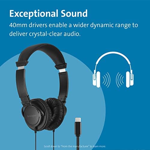 Kensington Hi-Fi USB-C Over-Ear Headphones – Immerse Yourself in Premium Sound with Built-in Mic for Clear Calls, Exceptional Comfort, and Superior Noise Isolation Perfect for E-Learning and Professional Use