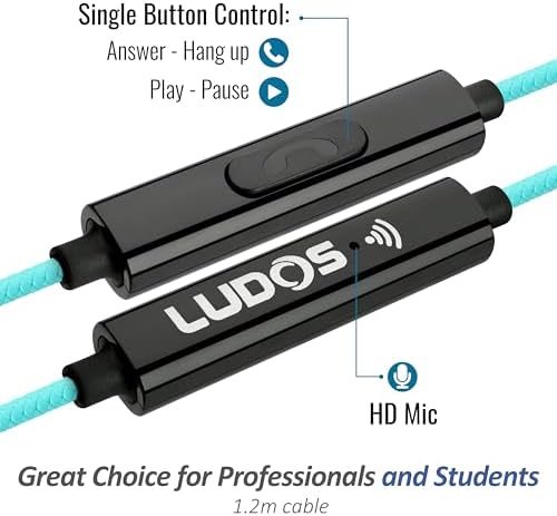 LUDOS Clamor Wired Earbuds – Premium Noise-Isolating In-Ear Headphones with Memory Foam Tips, Built-in Microphone, 5-Year Warranty – Perfect for i Phone and Samsung Users, Ideal for Students and Small Ears in Stylish Pink – Ultimate Sound Quality and Comfort for Everyday Use