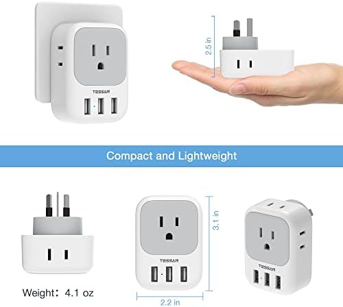 TESSAN Universal European Travel Power Adapter – 3 High-Speed USB Ports (2 USB-C) & 4 AC Outlets for Seamless Device Charging Across France, Germany, Spain, Greece & More – Compact Multi-Port Solution for Global Travelers – Ultimate Type E/F Plug Converter for Efficient Connectivity