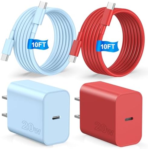 Dual-Pack Fast Charging USB C Charger Blocks for i Phone 16/15 & Galaxy S25/S24 – 6 ft Cable Included, Versatile Power Solution in Black & Pink – Enhanced Compatibility & Efficiency for Home, Office, and Travel
