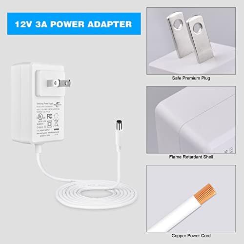 Versatile 12 V Power Adapter – AC to DC Transformer for LED Light Strips, LCD Monitors, and More – Compact 5.5 mm x 2.1 mm US Plug – UL Listed for Maximum Safety and Performance – Ideal for Home and Office Power Solutions
