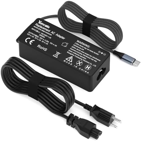 Efficient 65 W USB-C Laptop Charger for Lenovo Think Pad T14, T14 s, T15, Yoga, Think Book & Chromebook | Ultimate Fast Charging Solution with Lightweight Design for Home & Office | Advanced Safety Features for Enhanced Device Protection and Performance