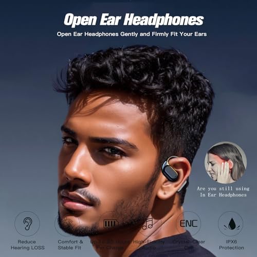 Revolutionary Open-Ear Bone Conduction Bluetooth 5.4 Earbuds – Ultra-Light Wireless Headphones for Active Lifestyles – Sweat-Resistant, Ergonomic Design Perfect for Jogging, Cycling & Commuting – Experience Immersive Sound Quality with Extended Battery Life & Universal Compatibility for All Devices