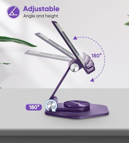 Premium 360° Swivel Tablet Stand for Desk – Adjustable Aluminum i Pad Holder with Rotating Base, Foldable Design for i Pad Pro (12.9/11/10.5/9.7) & All Tablets – Ultimate Comfort & Versatility in Grey Color