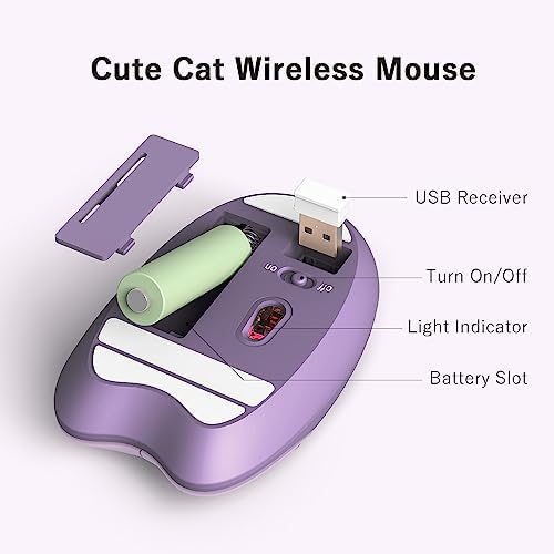 Adorable Pink Cat Wireless Silent Mouse – 2.4 GHz Plug and Play Optical Companion for Laptop & PC – Compact, Noise-Free Design Perfect for Home, Office, and Study Sessions – Cute Cat-Themed USB Nano Receiver Included