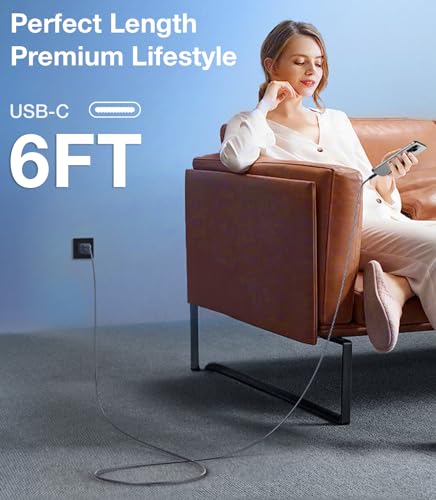 TORRAS 6 ft USB C to USB C Cable – Military-Grade Durability with 60 W Fast Charging for i Phone 15 Pro Max & Samsung S24/23 – Sleek Black, Tangle-Free Flexibility for Travel, Office & Home, Compatible with Mac Book Air/Pro 2020 & i Pad Pro/Air/Mini