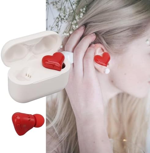 Jectse Heart-Shaped Bluetooth Earbuds – Stylish Noise Cancelling Hi-Fi Stereo Earphones with 8 Customizable Earplugs for Ultimate Comfort and Versatile Connectivity for Cell Phones and Laptops