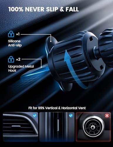 Lamicall Mag Safe Wireless Car Mount Charger – 15 W Fast Charging Phone Holder for i Phone 16, 15, 14, 13 Pro Max – Secure Magnetic Vent Mount for Hands-Free Navigation – Sleek, Durable Design for Effortless Installation and Enhanced Driving Safety