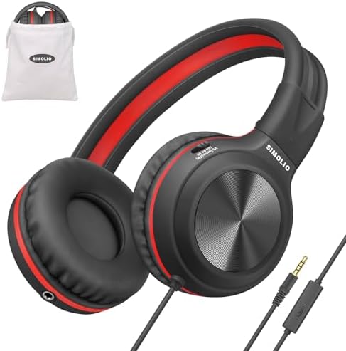 SIMOLIO 2-Pack Foldable Wired Headphones with Volume Limiter – Lightweight & Comfortable 3.5 mm Audio Solution for Kids and Adults – Perfect for Travel, Home, Office, Music, Gaming, and Calls – Exceptional Sound Quality and Durability