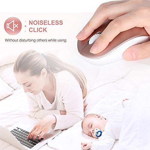 Light Blue Wireless Mouse – Ultra-Quiet 2.4 GHz Noiseless Computer Mouse with USB Receiver for Seamless Windows Experience – Portable, Ergonomic Design for Home, Office, or Travel