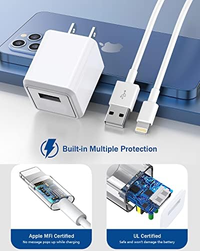 10 FT Extra Long i Phone Charger – Dual Pack Apple MFi Certified Fast Charging Lightning Cable with USB Wall Adapter for i Phone 14 Pro/14/13/12/11 Pro Max/XS/XR/X/SE – Unmatched Convenience and Speed for Your Charging Needs