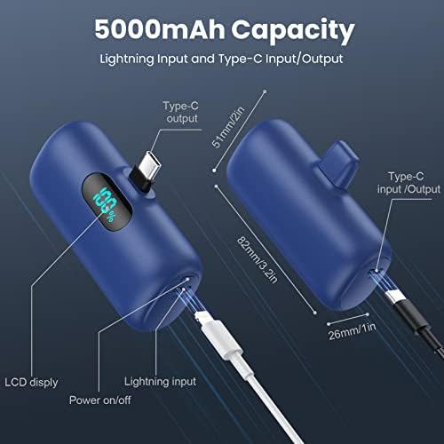 Ultra-Compact 5000 m Ah Power Bank – High-Speed USB-C Mini Portable Charger with LCD Display, Perfect for i Phone 16/15 Series & Android Devices – Lightweight Battery Pack for Travel and Daily Use, Enhanced Compatibility & Fast Charging Solutions