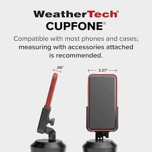 Universal Adjustable Car Cup Holder Phone Mount – Weather Tech Cup Fone for i Phone & Android – Secure Grip with Open Charging Access – Hands-Free Convenience – Durable Black Design for Every Vehicle