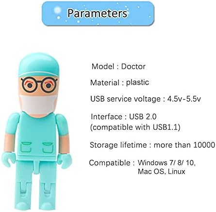 Charming Cartoon Nurse 64 GB USB Flash Drive – Adorable Pink Thumb Drive for Effortless Data Storage, USB 2.0 Compatible Memory Stick for Professionals and Students Alike