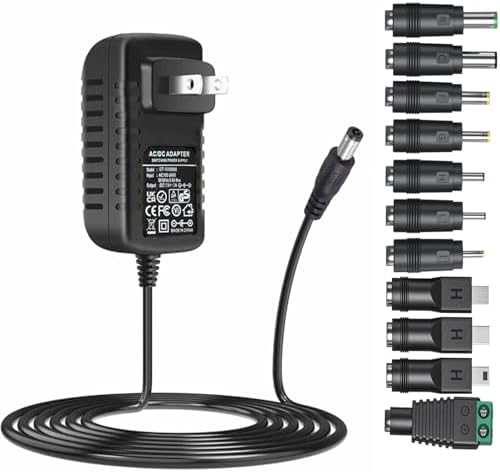 Guan Ting Universal 12 V 2 A Power Supply Adapter – High-Efficiency AC to DC Charger with 8 Interchangeable Tips for Maximum Flexibility – Compact 24 W Converter for Rapid Charging and Enhanced Device Compatibility