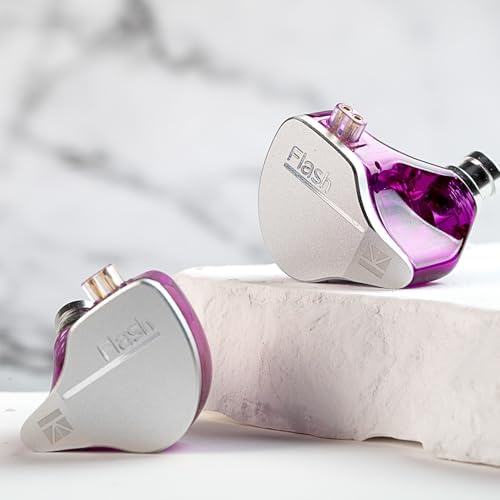 Transform Your Sound Journey with keephifi KBEAR Flash Hi-Fi Earphones – Premium Dual Driver Hybrid In-Ear Monitors in Stunning CNC Aluminum Alloy, Featuring Detachable 2 PIN-C Cable for Customization and Ergonomic Comfort for Extended Listening Sessions (Purple, Without Mic)