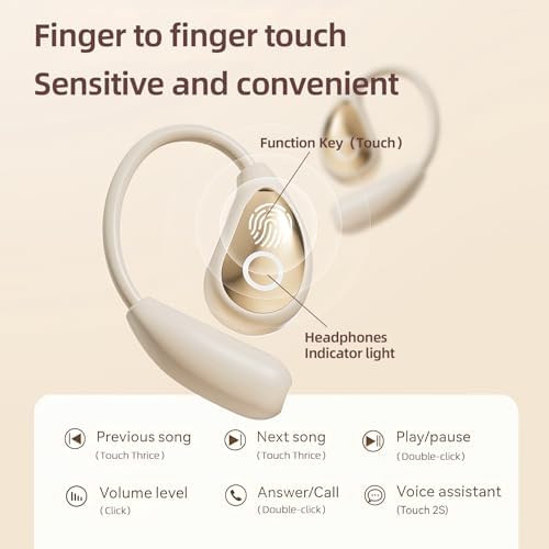Revolutionize Your Workout with Wireless Open Ear Headphones – Cutting-Edge Bluetooth 5.4, Superior Hi-Fi Audio, Perfect for Running and Sports, Extended Battery Life, Comfortable Ergonomic Design in Chic Beige – Stay Engaged with Your Surroundings While Enjoying Premium Sound!