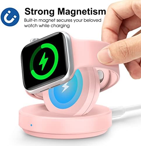 Sleek Sky Blue Portable Magnetic Charging Dock for Apple Watch – Fast Wireless Charger with Nightstand Mode, Compatible with Series 10, 9, 8, 7, SE, 6, 5, 4, 3, 2, Ultra 2 – Travel-Friendly Design with Premium Charging Cable for Effortless Power and Style
