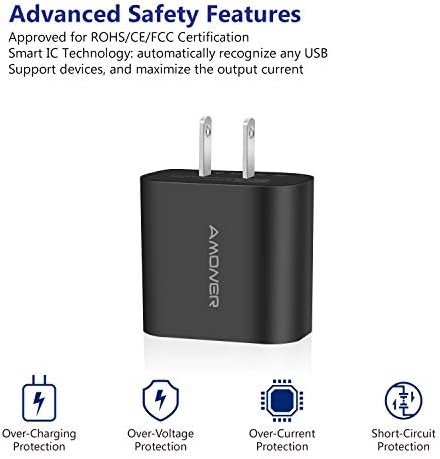 Amoner 2-Pack 15 W 3-Port USB Wall Charger for Fast Charging – High-Efficiency Power Block Compatible with i Phone 14/13/12/11/X/XR/X/8/7/6, Galaxy & Android Devices – Perfect Travel Companion with Built-in Safety Features