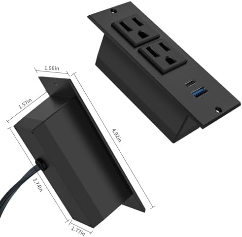 Transform Your Workspace with the Recessed Conference Power Strip Socket – Versatile 2-Outlet Charging Station with Dual USB Ports for Rapid Device Powering and Enhanced Organization in Professional Settings